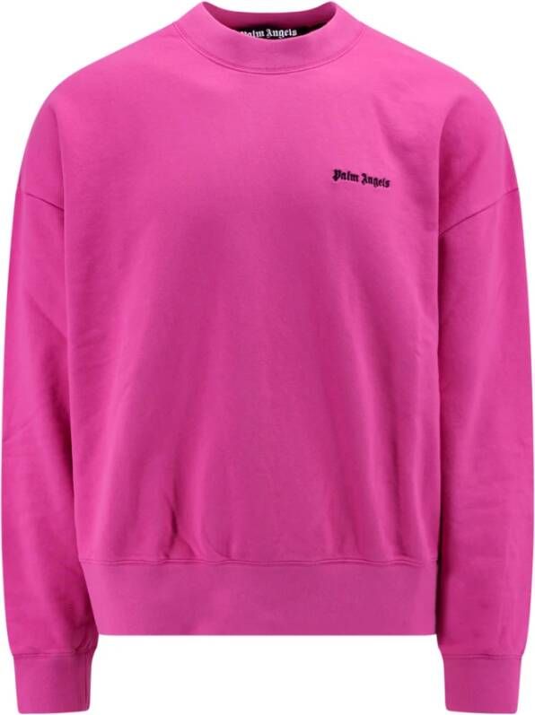 Palm Angels Katoenen Sweatshirt met Logo Borduursel Roze Heren