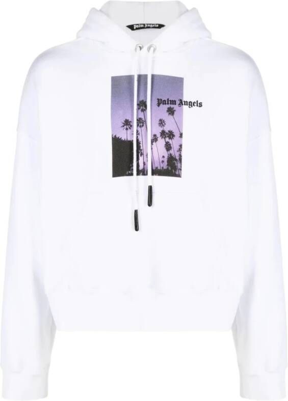 Palm Angels Katoenen sweatshirt met tropische stijl Wit Heren