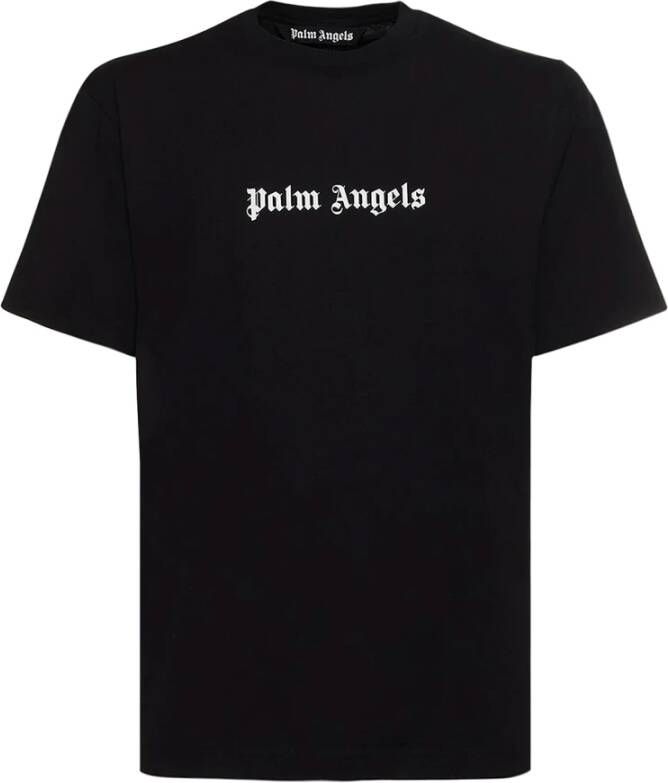 Palm Angels Katoenen T-Shirt met Logo Print Zwart Heren