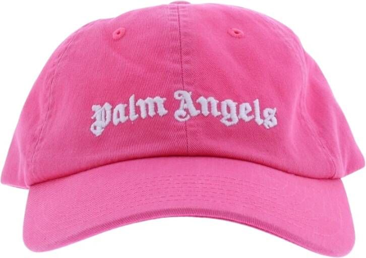 Palm Angels Roze Katoenen Baseballpet met Logo Borduursel Pink Heren