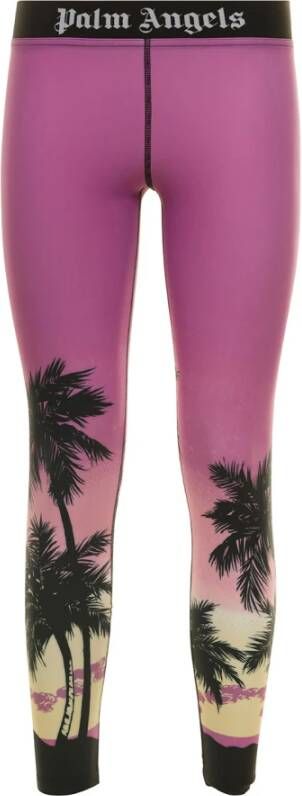 Palm Angels Leggings met hoge taille en zonsondergangprint Meerkleurig Dames