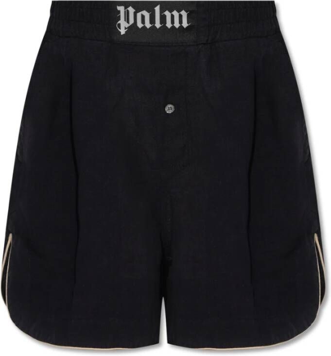 Palm Angels Linnen shorts Zwart Dames