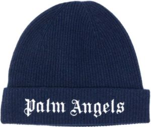 Palm Angels Logo Beanie Blauw Dames