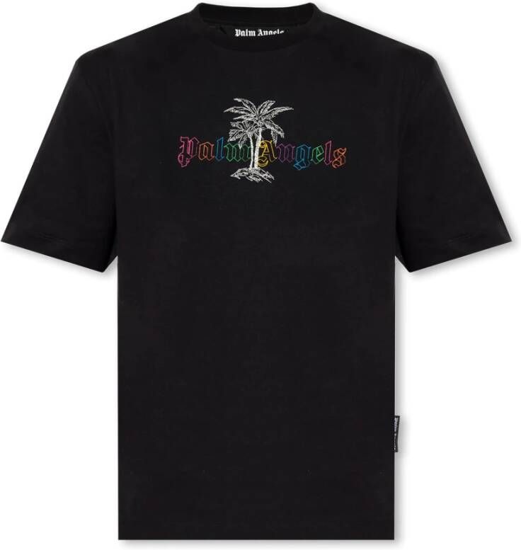 Palm Angels Linnen Kraag Tee Stijlvol en Comfortabel Heren T-shirt Black Heren