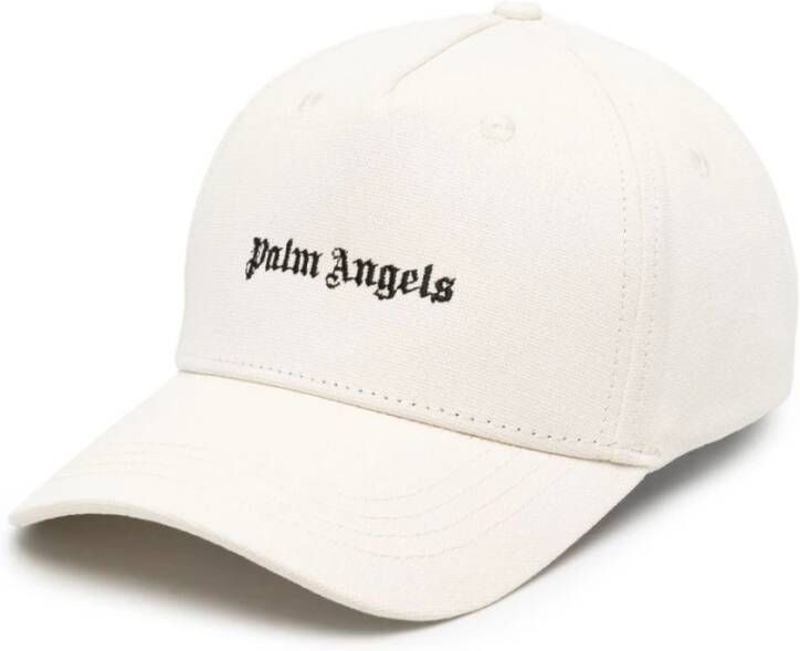 Palm Angels Logo-geborduurde Baseballpet Wit Zwart Wit Heren