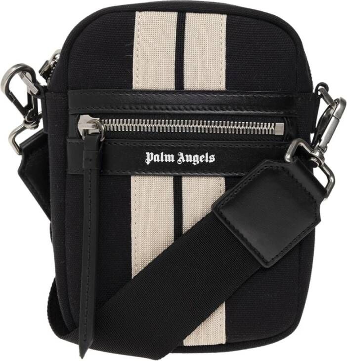 Palm Angels Logo Leren Schoudertas Zwart Heren