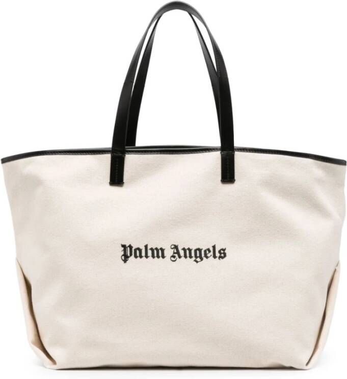 Palm Angels Logo-Print Canvas Tote Bag White Dames