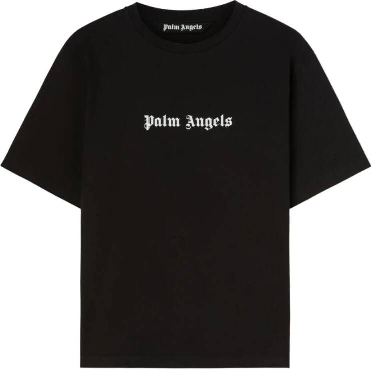 Palm Angels Logo-Print Crew-Neck T-Shirt Upgrade Zwart Heren