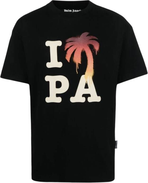 Palm Angels Logo-print Katoenen T-shirt met Grafische Print Zwart Heren