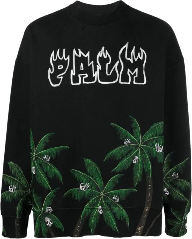 Palm Angels Logo-print Sweatshirt in Zwart Groen Zwart Heren