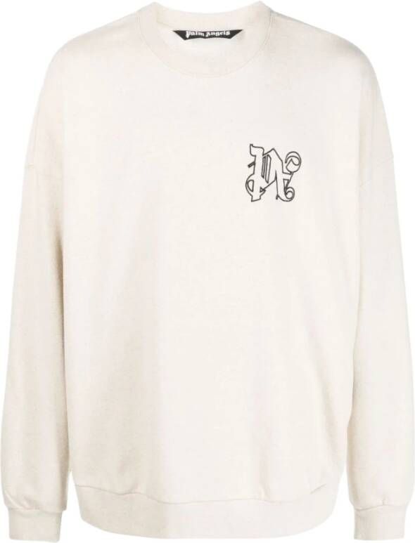 Palm Angels Logo-Print Sweatshirt voor Heren Beige Heren