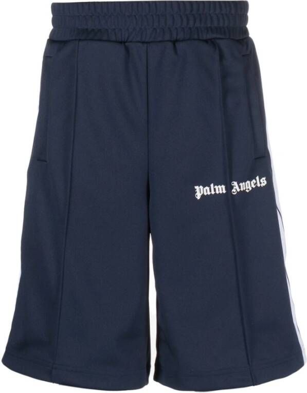 Palm Angels Logo-Print Track Shorts Blauw Heren