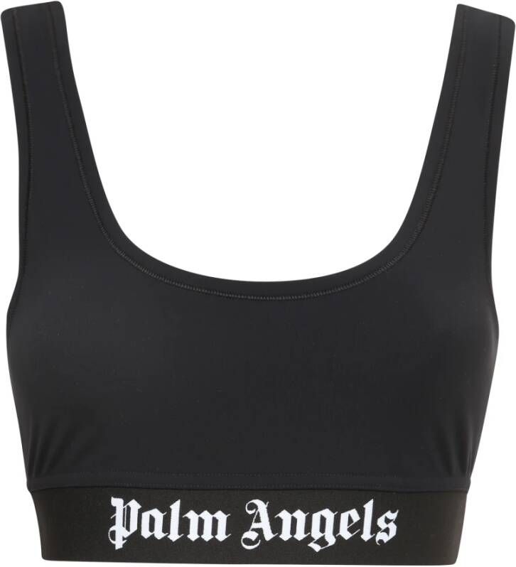 Palm Angels Logo Sportbeha Modern Vrouw U-Hals Stretchy Design Zwart Dames
