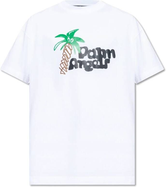 Palm Angels Merk T-shirt Wit Heren