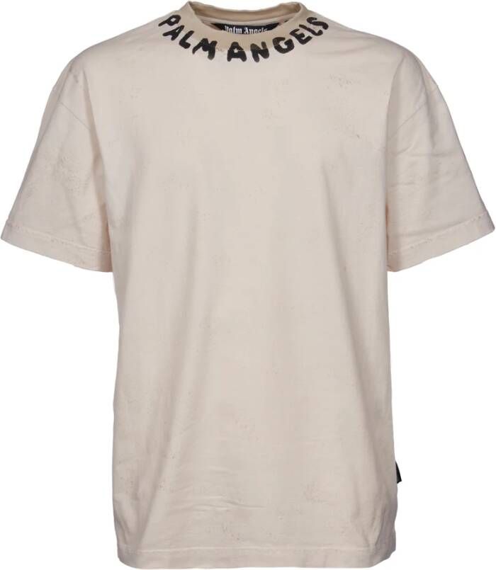 Palm Angels Metal Logo-Print T-Shirt Wit Heren