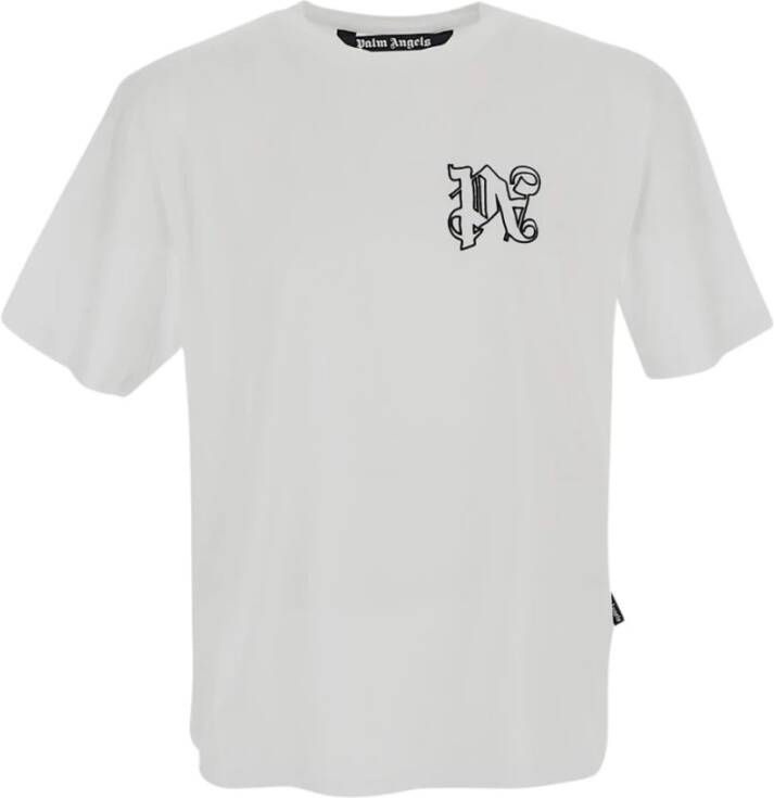 Palm Angels Monogram Crew Neck T-Shirt Wit Heren
