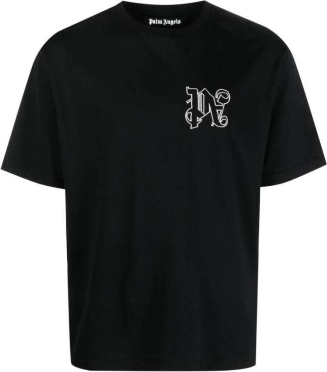 Palm Angels Monogram Regular T-Shirt Zwart Heren
