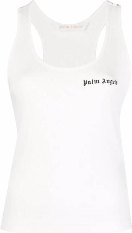Palm Angels Mouwloze top met logo White Dames