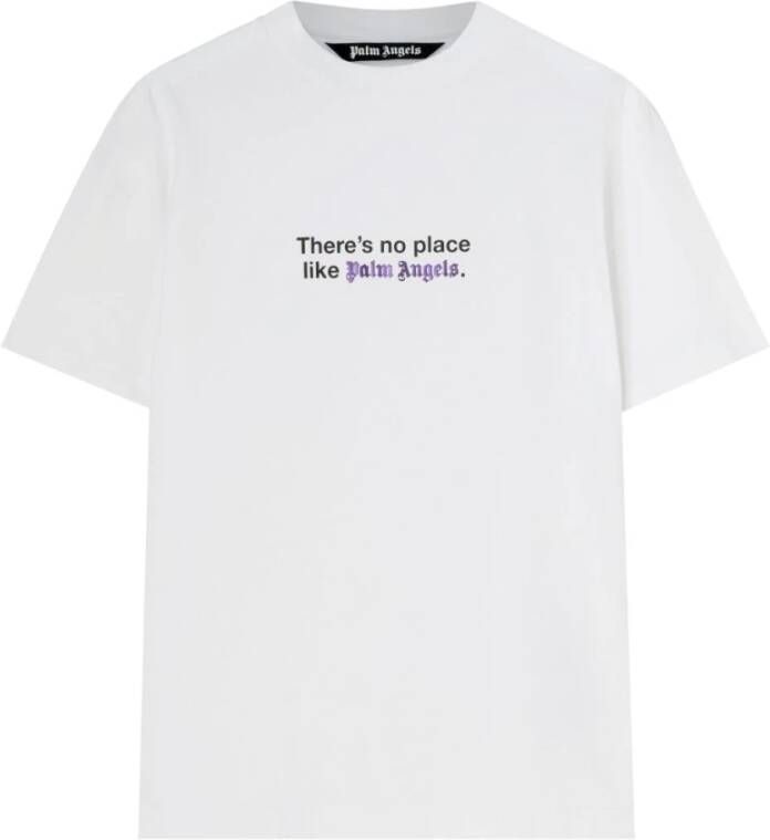 Palm Angels No Place Slogan-Print Katoenen T-Shirt White Heren