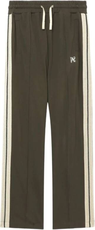 Palm Angels Olijfgroene sportieve broek met gestreept zijdetail Groen Heren