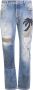 Palm Angels Opvallende Palm Tree Patchwork Jeans Blauw Heren - Thumbnail 1