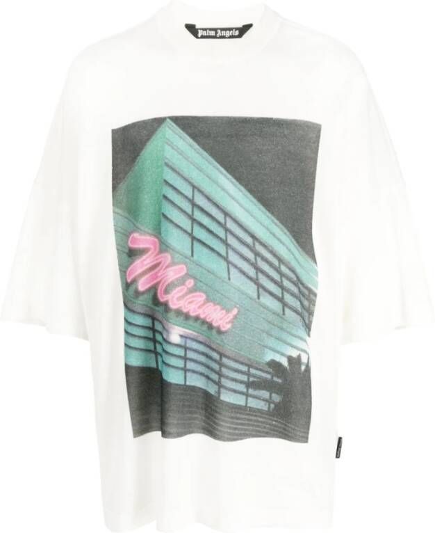 Palm Angels Oversized Graphic-Print Sweater White Heren