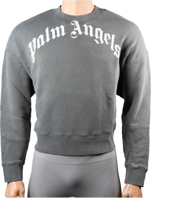 Palm Angels Oversized Grijs Sweatshirt met Gebogen Logo Grijs Heren