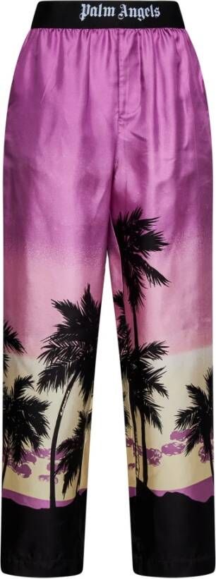 Palm Angels Paarse Broek met Wijde Pijpen en Palmprint Purple
