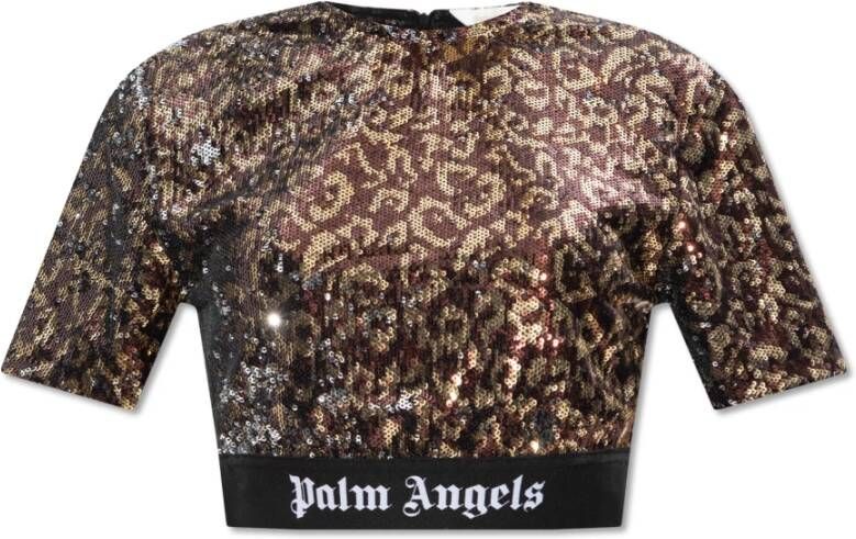 Palm Angels Animalier Paillet Shirts Brown Dames