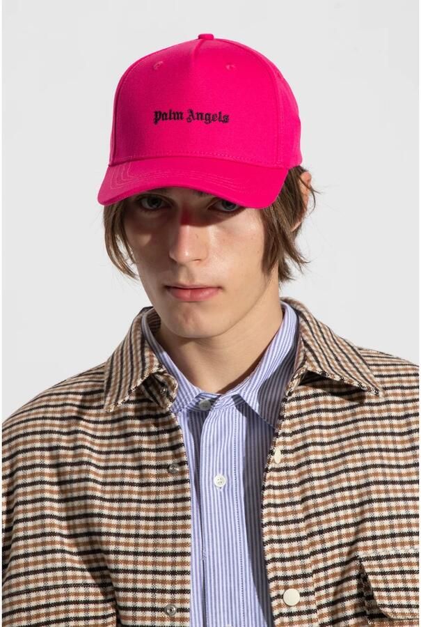 Palm Angels Fuchsia Logo Geborduurde Katoenen Hoed Pink Heren - Foto 3