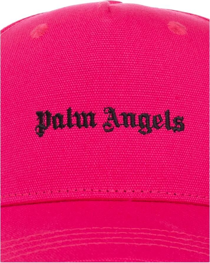 Palm Angels Fuchsia Logo Geborduurde Katoenen Hoed Pink Heren