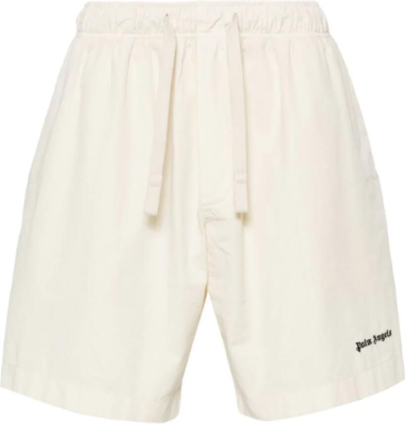 Palm Angels Witte Trekkoord Bermuda Shorts White Heren - Foto 2