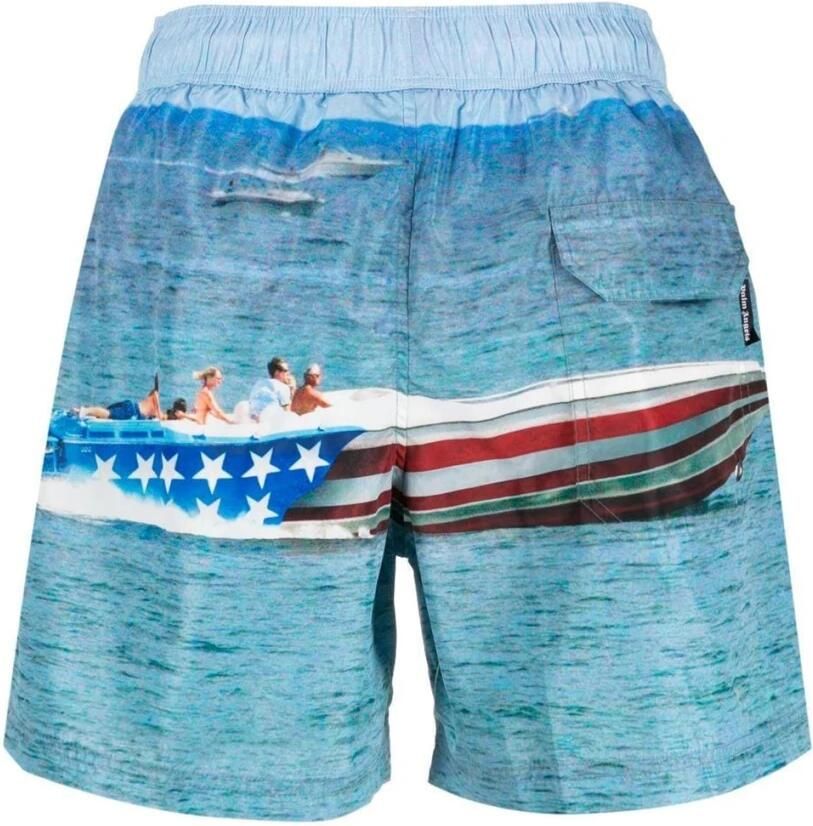 Palm Angels Blauwe Zwembroek Regular Fit Blue Heren