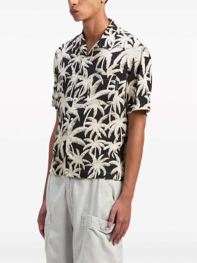 Palm Angels Zwarte Palm Print Korte Mouw Overhemd Black Heren - Foto 3