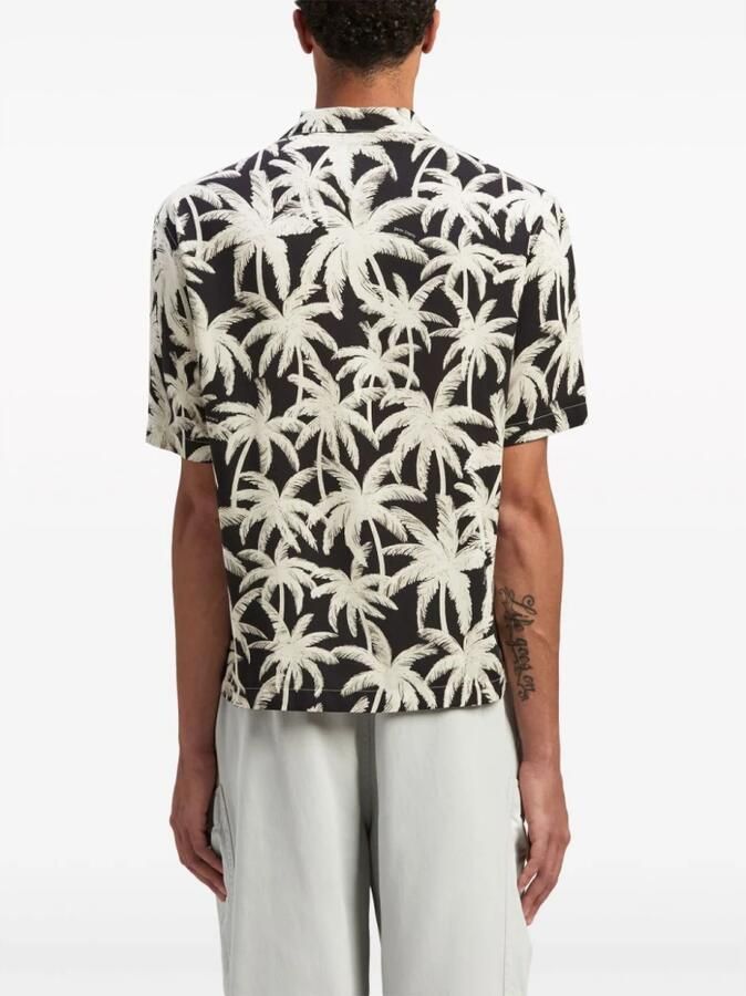 Palm Angels Zwarte Palm Print Korte Mouw Overhemd Black Heren - Foto 4