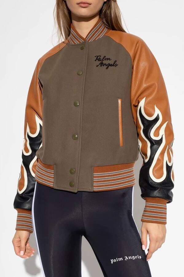 Palm Angels Bomberjack met vlammenprint Groen - Foto 3