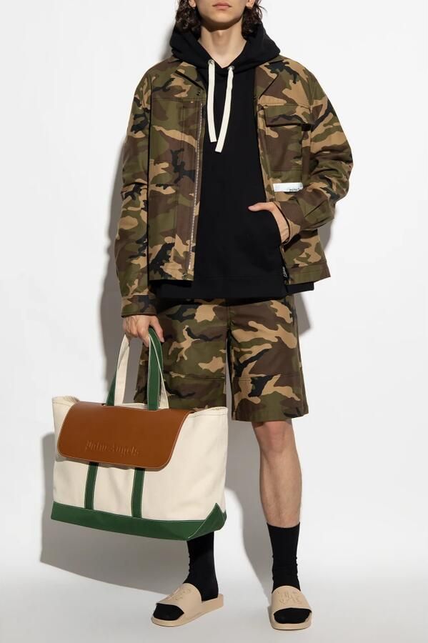 Palm Angels Groene Camouflage Shorts met Logo Tailleband Groen Heren - Foto 3