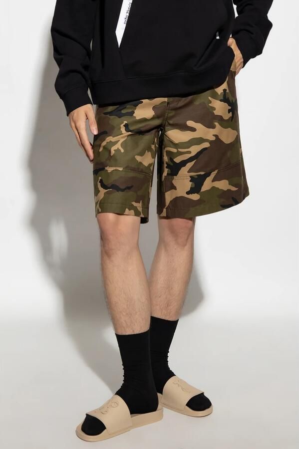 Palm Angels Groene Camouflage Shorts met Logo Tailleband Groen Heren - Foto 4