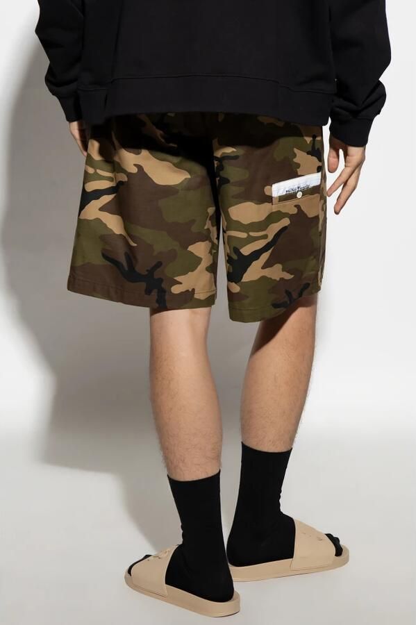 Palm Angels Groene Camouflage Shorts met Logo Tailleband Groen Heren - Foto 5