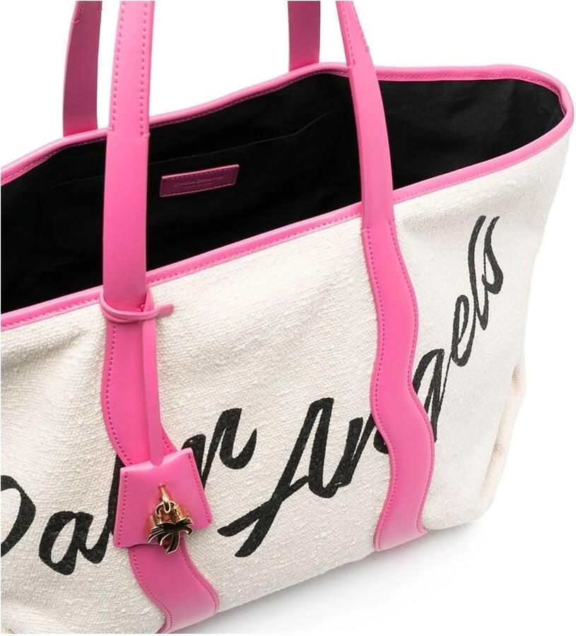 Palm Angels Shoppers & Totes Canvas Tote Bag With Contrast Logo Print in wit
