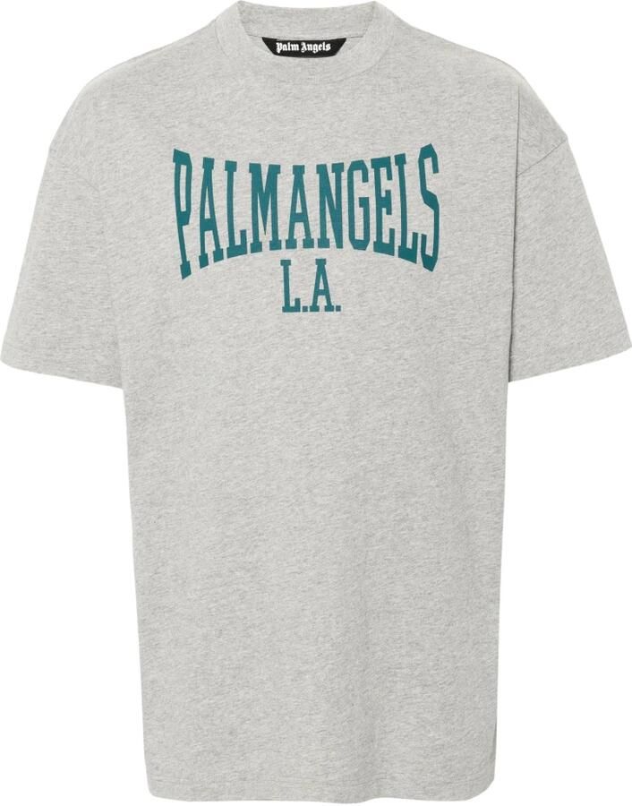 Palm Angels College Stijl Katoenen T-shirt Grijs Gray Heren