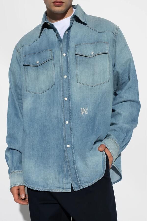 Palm Angels Denim overhemd Blauw Heren - Foto 4
