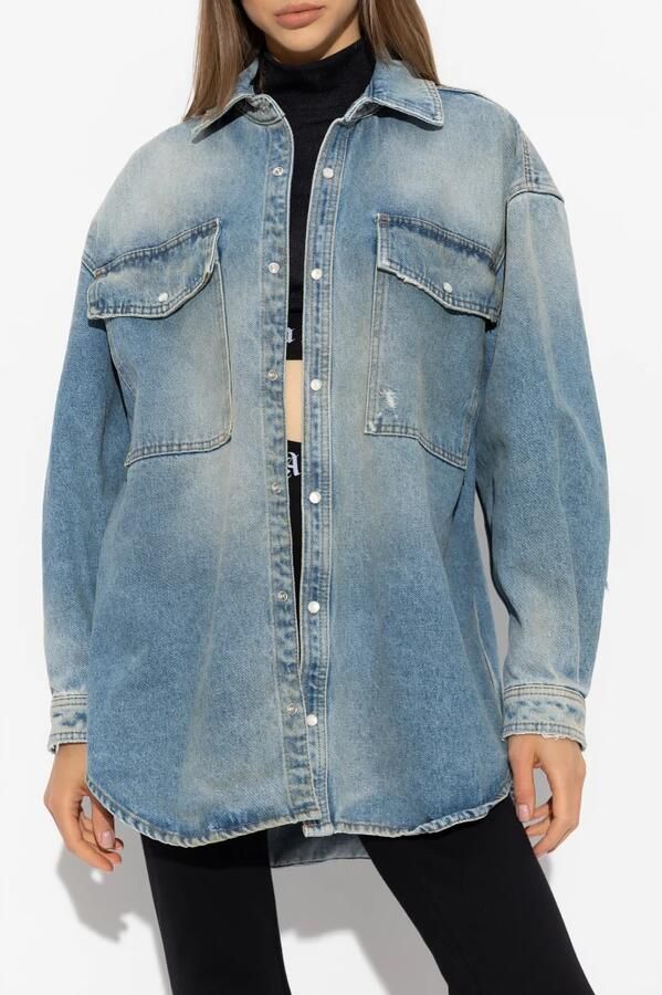 Palm Angels Denim overhemd met een vintage effect Blauw Dames - Foto 3