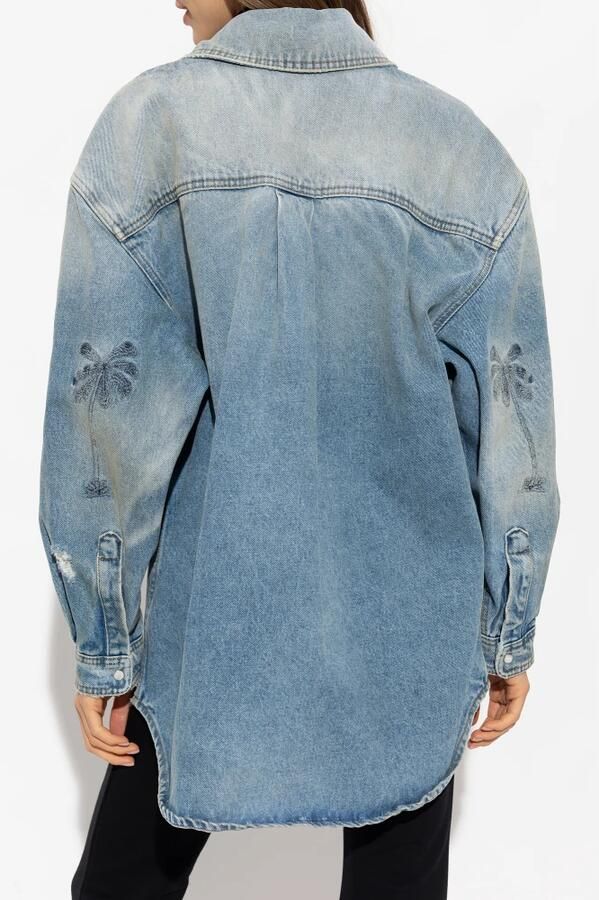 Palm Angels Denim overhemd met een vintage effect Blauw Dames - Foto 4