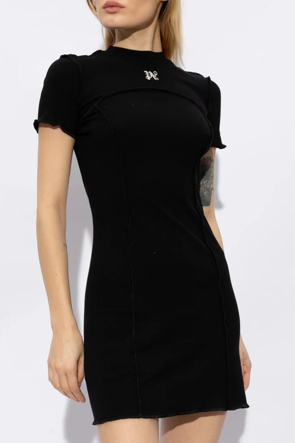 Palm Angels Zwarte Jurk met Geborduurd Logo Black Dames - Foto 8