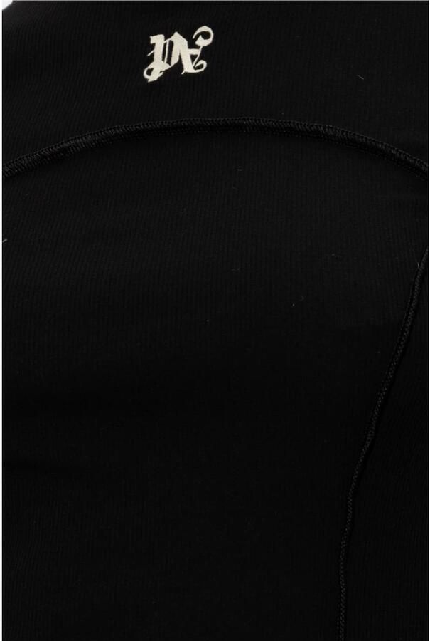 Palm Angels Zwarte Jurk met Geborduurd Logo Black Dames - Foto 6