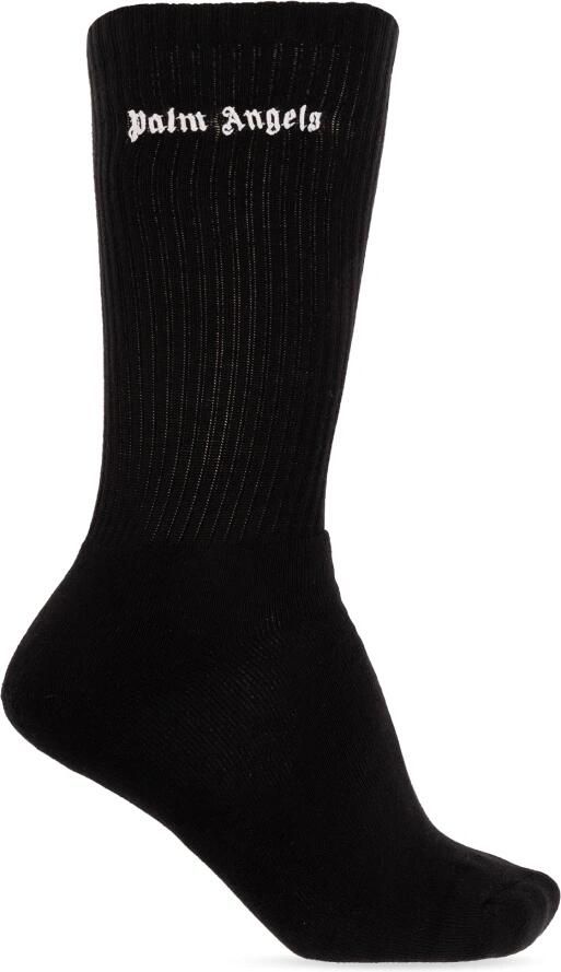 Palm Angels Stretch Katoenmix Zwarte Sokken Black Heren