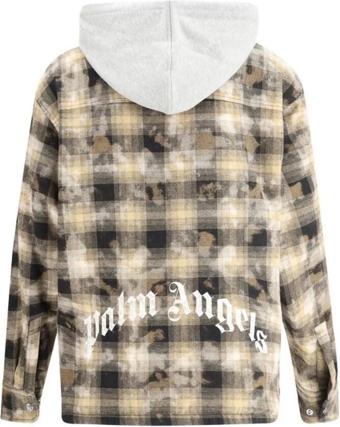 Palm Angels Gewatteerde Geruite Katoenen Jas met Capuchon Multicolor Heren - Foto 3