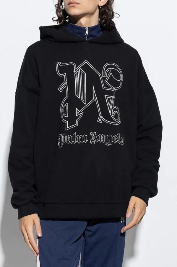 Palm Angels Zwarte Versleten Katoenen Trui met PA Monogram Logo Black Heren - Foto 4