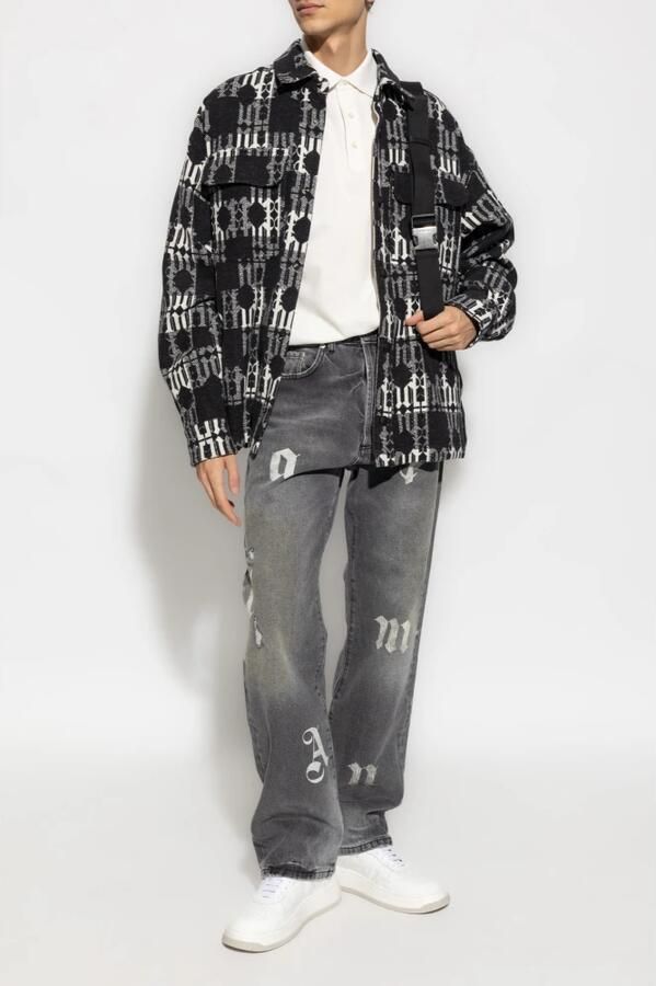 Palm Angels Houtskoolgrijze Whisker Straight Jeans Black Heren - Foto 3